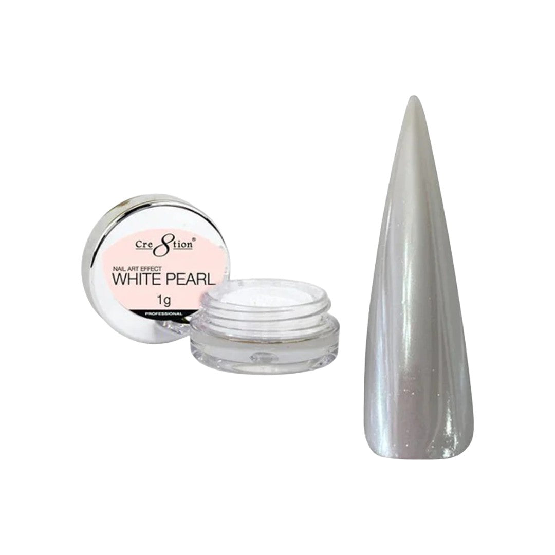 Cre8tion Nail Art Effect 1g White Pearl - Chrome Powder