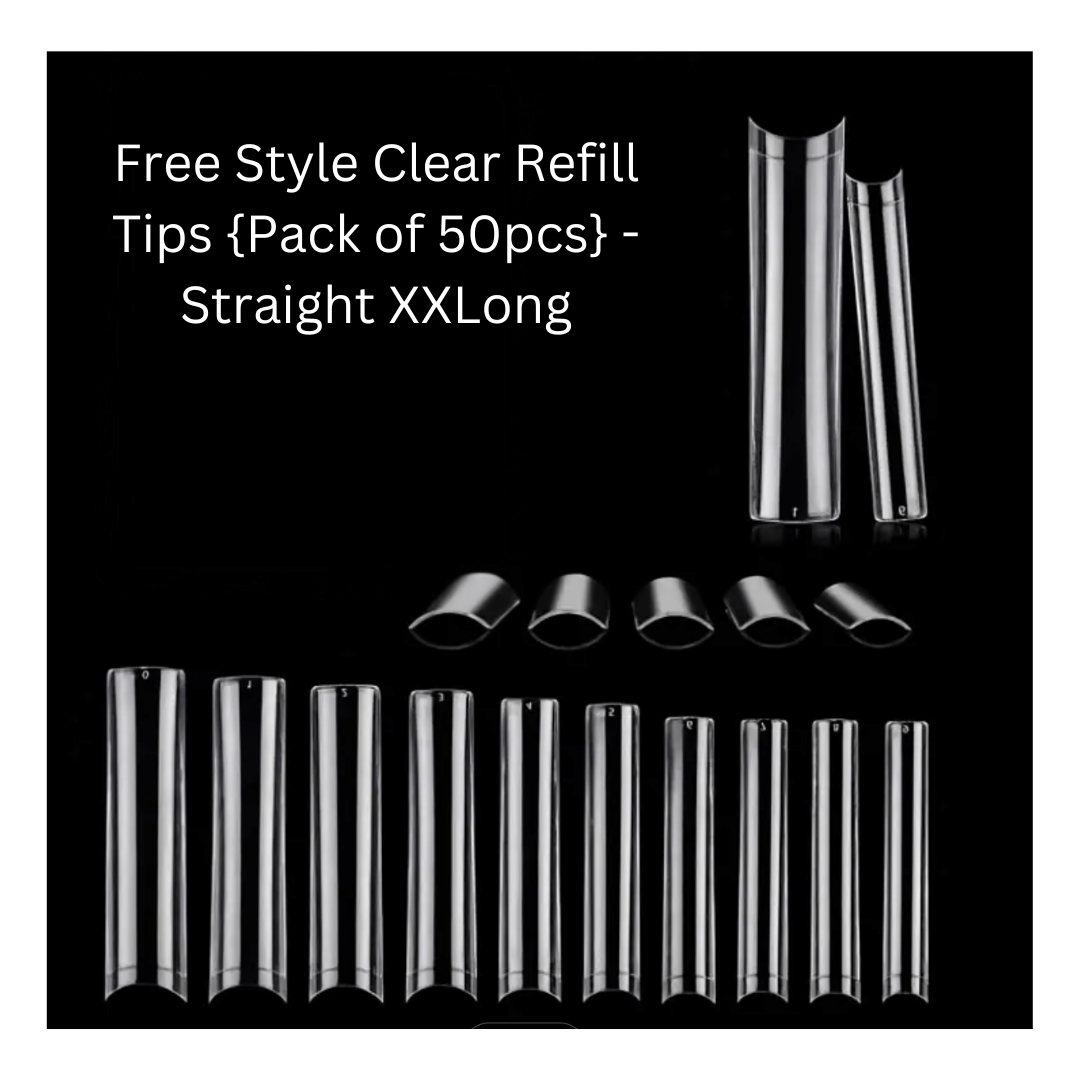 Free Style Clear Refill Tips {Pack of 50pcs} - Straight XXLong