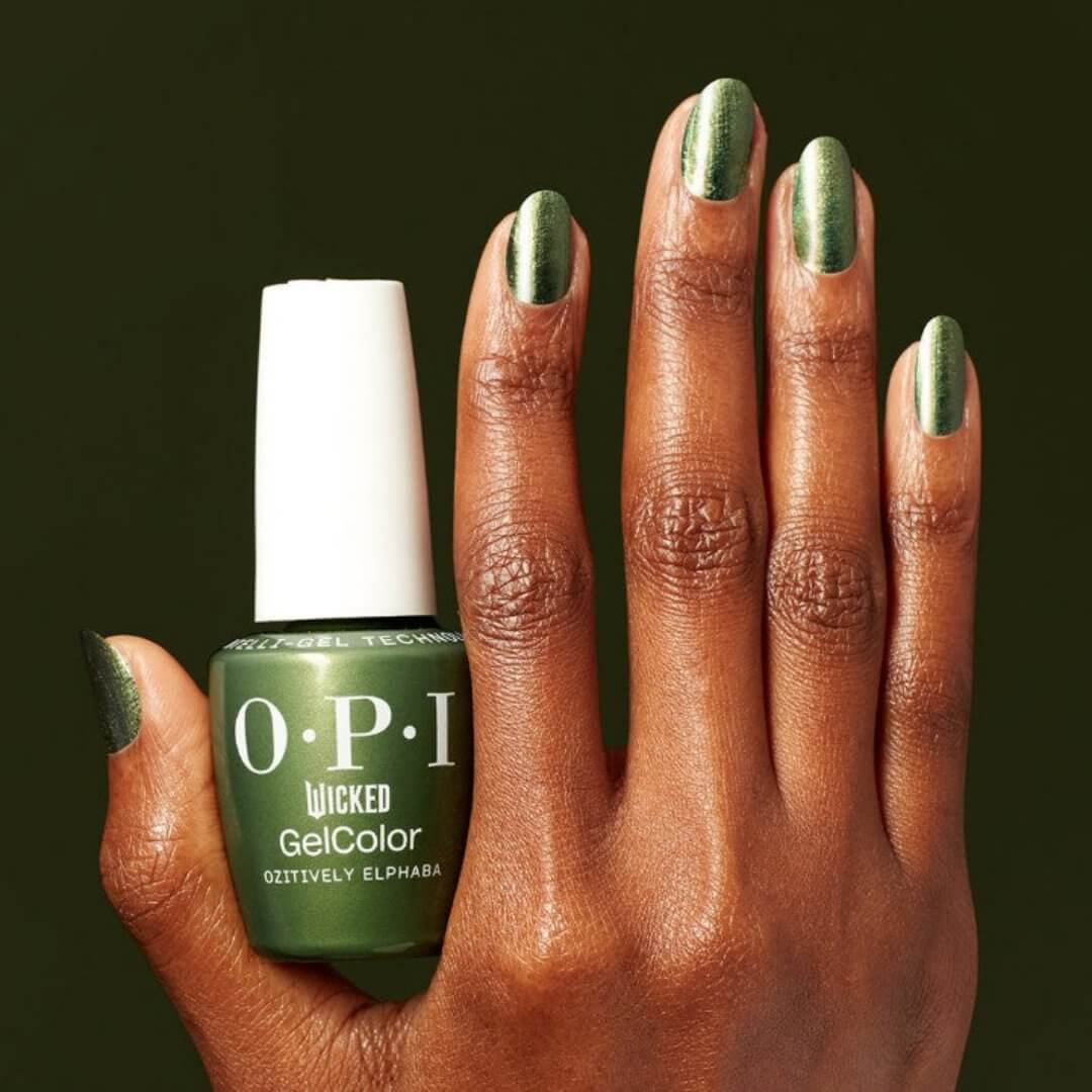 OPI Gel Polish, OPI Wicked Holiday 2024 collection, Ozitively Elphaba, Holographic Nail Polish, binbrook nail salon, nail supply store nyc, nail stores near me