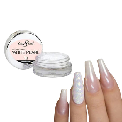 Cre8tion Nail Art Effect 1g White Pearl - Chrome Powder